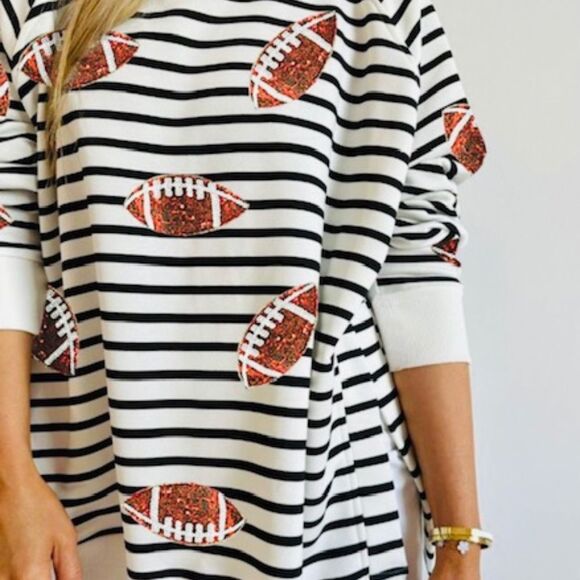 Black and White Sequined Football Tunic - Picture 4 of 5